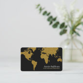 金ゴールドマップのオーバーサイズ国際的黒 名刺 (スタンド正面)
