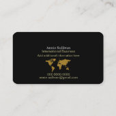 金ゴールドマップのオーバーサイズ国際的黒 名刺 (裏面)