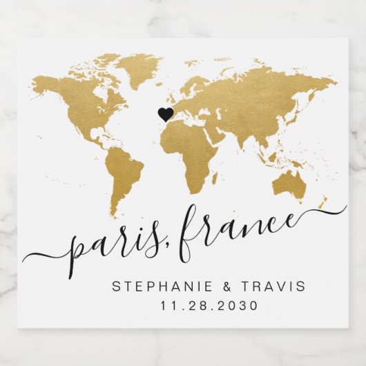 金ゴールドマップハートの宛先の優先 ビールラベル (シングルラベル)