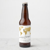 金ゴールドマップハートの宛先の優先 ビールラベル (正面)