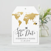 金ゴールドマップ宛先ウェディング日付の保存ラベル (スタンド正面)