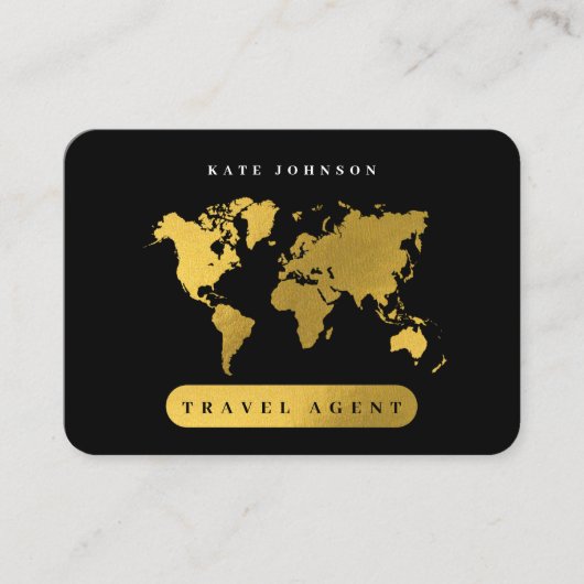 金ゴールドマップ旅行代理店ソーシャルメディアのアイコン 名刺 (正面)