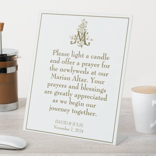 金ゴールドマリアン賛美クロスマザー祭壇サイン 台座サイン (インサイチュ)