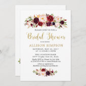 金ゴールドマルサラフラワーズブライダルシャワー招待状 招待状 (正面/裏面)