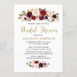 金ゴールドマルサラフラワーズブライダルシャワー招待状 招待状