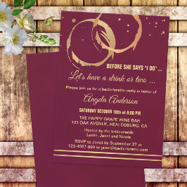 金ゴールドマルサラワインバチェロレッテ招待状 招待状