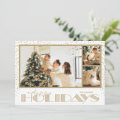 金ゴールドマルチフォトハッピーホリデーカード シーズンカード (スタンド正面)