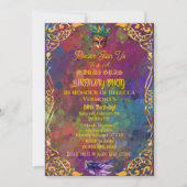 金ゴールドマルディグラスマスカレード50thバースデーパーティー 招待状 (正面)