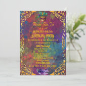 金ゴールドマルディグラスマスカレード50thバースデーパーティー 招待状 (スタンド正面)