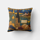 金ゴールドマルーンのワインパターン クッション (裏面)