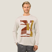 金ゴールドマルーンピンクMCMルックジオメトリックアート抽象芸術 トライブレンドTシャツ (正面全体)