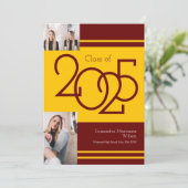 金ゴールドマルーン学校カラー卒業発表 招待状 (スタンド正面)