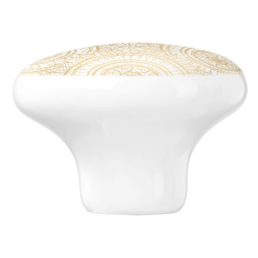 金ゴールドマンエレガントダラヒマワリ白文様 セラミックノブ (側面)