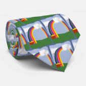 金ゴールドマンガアートのポットと虹 ネクタイ (ロール)