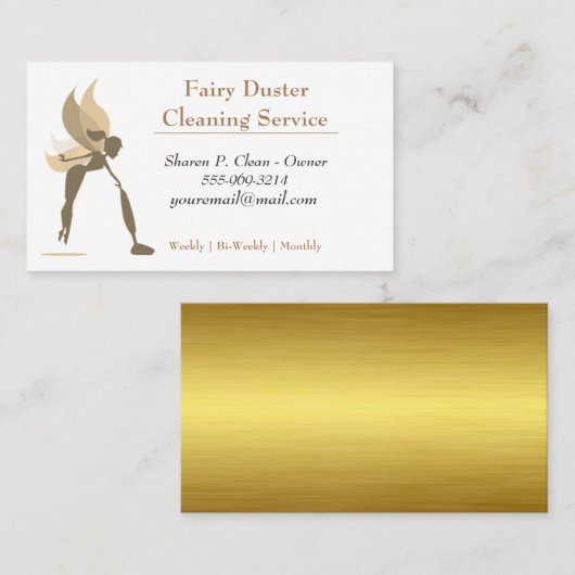 金ゴールドマンガ妖精ガールハウス清掃サービス 名刺 (正面/裏面)