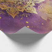 金ゴールドマンダラの紫色の水色の切り離 ラッピングペーパー (角)