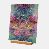 金ゴールドマンダラウォーターカラフルカラー星雲 アクリルサイン (傾斜)