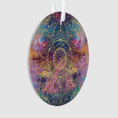 金ゴールドマンダラウォーターカラフルカラー星雲 オーナメント (正面)