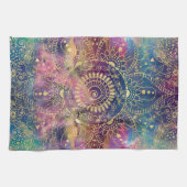 金ゴールドマンダラウォーターカラフルカラー星雲 キッチンタオル (横)