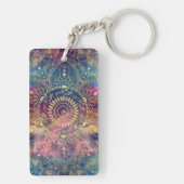 金ゴールドマンダラウォーターカラフルカラー星雲 キーホルダー (裏面)