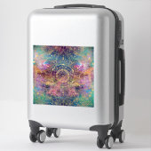 金ゴールドマンダラウォーターカラフルカラー星雲 シール (スーツケース)