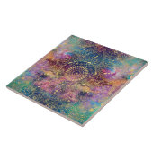 金ゴールドマンダラウォーターカラフルカラー星雲 タイル (側面)