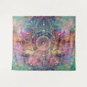 金ゴールドマンダラウォーターカラフルカラー星雲 タペストリー (正面(横))