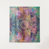 金ゴールドマンダラウォーターカラフルカラー星雲 タペストリー (正面)