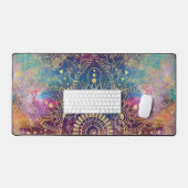 金ゴールドマンダラウォーターカラフルカラー星雲 デスクマット (キーボード&マウス)