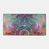 金ゴールドマンダラウォーターカラフルカラー星雲 デスクマット (正面)