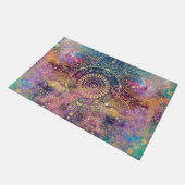 金ゴールドマンダラウォーターカラフルカラー星雲 ドアマット (アングル)