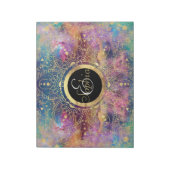 金ゴールドマンダラウォーターカラフルカラー星雲 ノートパッド (回転)