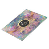 金ゴールドマンダラウォーターカラフルカラー星雲 ノートパッド (アングル)