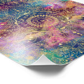 金ゴールドマンダラウォーターカラフルカラー星雲 フォトプリント (角)