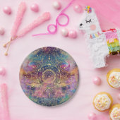 金ゴールドマンダラウォーターカラフルカラー星雲 ペーパープレート (パーティー)