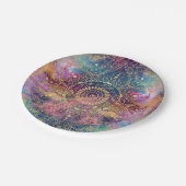 金ゴールドマンダラウォーターカラフルカラー星雲 ペーパープレート (アングル)
