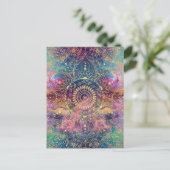 金ゴールドマンダラウォーターカラフルカラー星雲 ポストカード (スタンド正面)