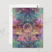 金ゴールドマンダラウォーターカラフルカラー星雲 ポストカード (正面/裏面)