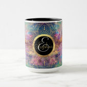 金ゴールドマンダラウォーターカラフルカラー星雲 マグカップ (中央)