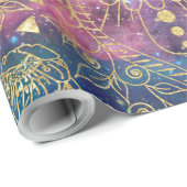 金ゴールドマンダラウォーターカラフルカラー星雲 ラッピングペーパー (ロールコーナー)