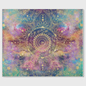 金ゴールドマンダラウォーターカラフルカラー星雲 ラッピングペーパー (フラット)
