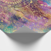 金ゴールドマンダラウォーターカラフルカラー星雲 ラッピングペーパー (角)