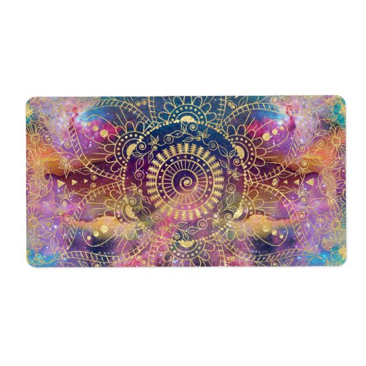 金ゴールドマンダラウォーターカラフルカラー星雲 ラベル (正面)