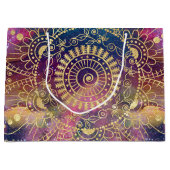 金ゴールドマンダラウォーターカラフルカラー星雲 ラージペーパーバッグ (正面)