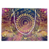 金ゴールドマンダラウォーターカラフルカラー星雲 ラージペーパーバッグ (裏面)