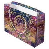 金ゴールドマンダラウォーターカラフルカラー星雲 ラージペーパーバッグ (裏面アングル)