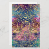 金ゴールドマンダラウォーターカラフルカラー星雲 便箋 (正面/裏面)