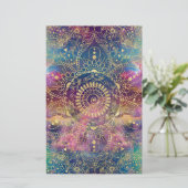 金ゴールドマンダラウォーターカラフルカラー星雲 便箋 (スタンド正面)