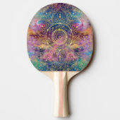 金ゴールドマンダラウォーターカラフルカラー星雲 卓球ラケット (裏面)