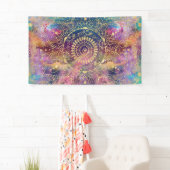 金ゴールドマンダラウォーターカラフルカラー星雲 横断幕 (インサイチュ)